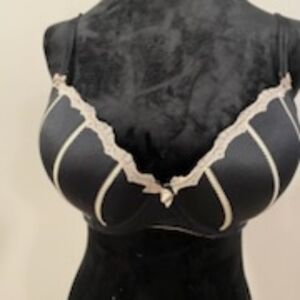 Black Bra with Cream Lace Accents